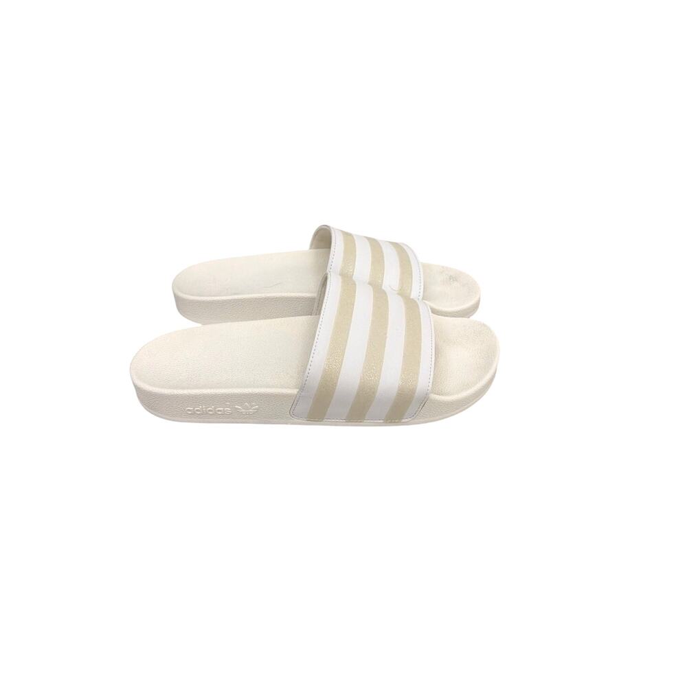 Adidas Adilette Sandals Off White Neutral Slip On Slides Size Women's 9
